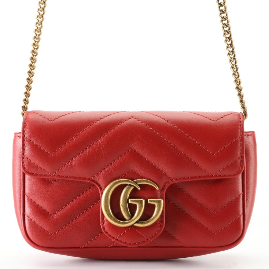 Gucci GG Marmont Super Mini Bag in Red Matelassé Leather
