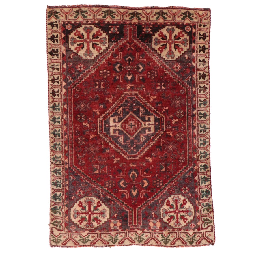 3'6 x 5'3 Hand-Knotted Persian Qashqai Area Rug