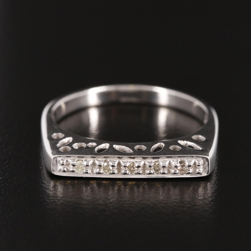 Sterling Diamond Bar Ring