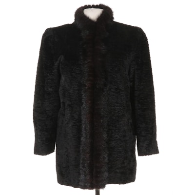Faux Persian Lamb Jacket with Mink Fur Trim From Unga Fashion