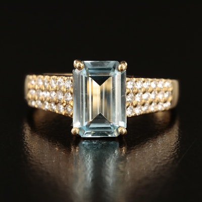 H. Stern 18K Aquamarine and Diamond Ring