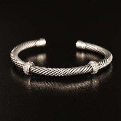 David Yurman Sterling Classic Cable Cuff with 14K Accent