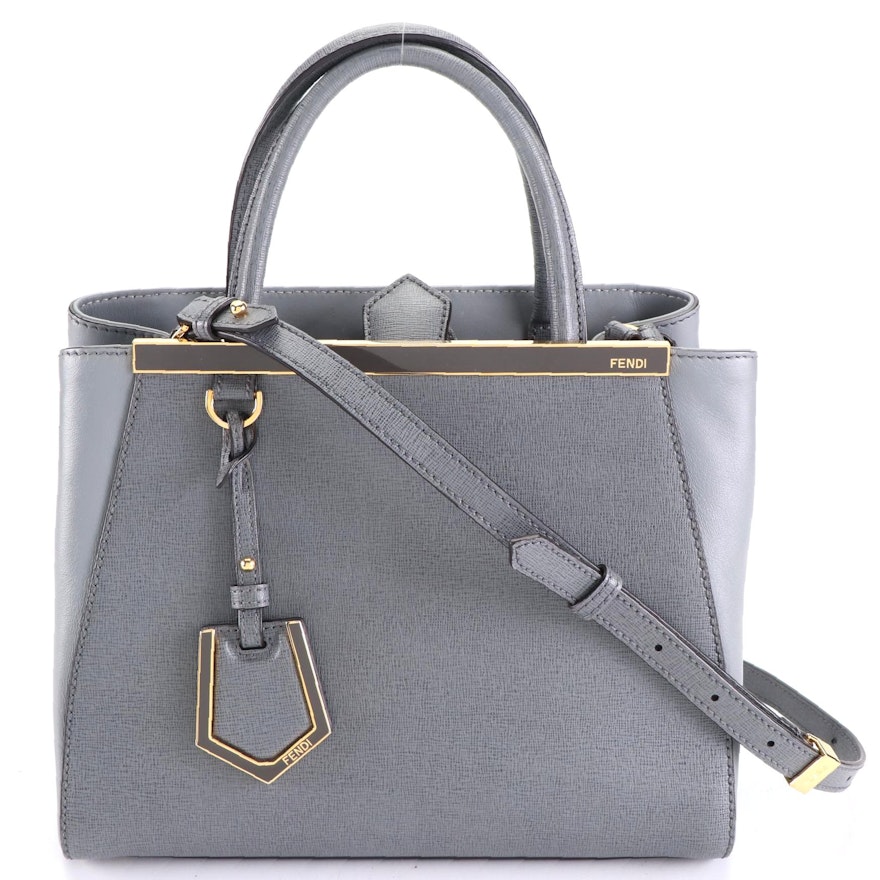 Fendi Petite Sac 2jours Elite Tote 8BH253 in Textured and Smooth Leather