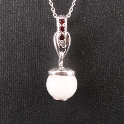 Sterling Chalcedony and Sapphire Pendant Necklace