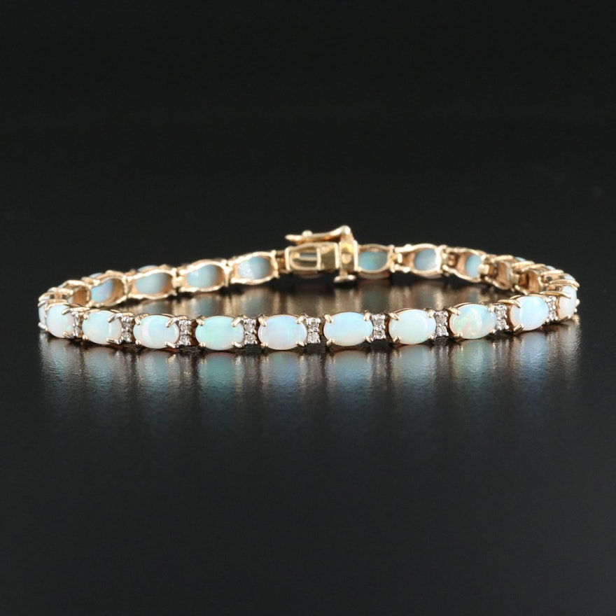 14K Opal and Diamond Bracelet