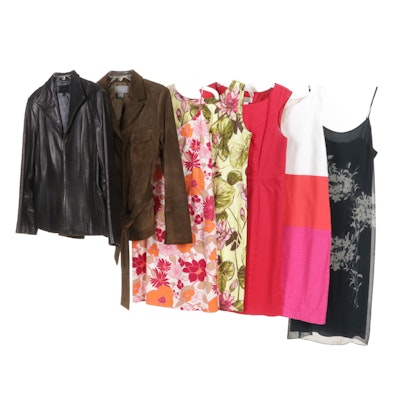 Calvin Klein, Talbots, and Ann Taylor Dresses with Wilsons Leather Jacket