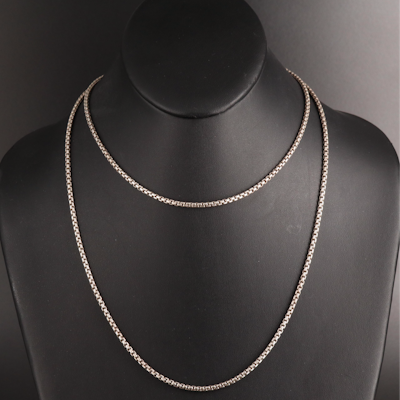 David Yurman Sterling Box Chain Necklace with 14K Tag