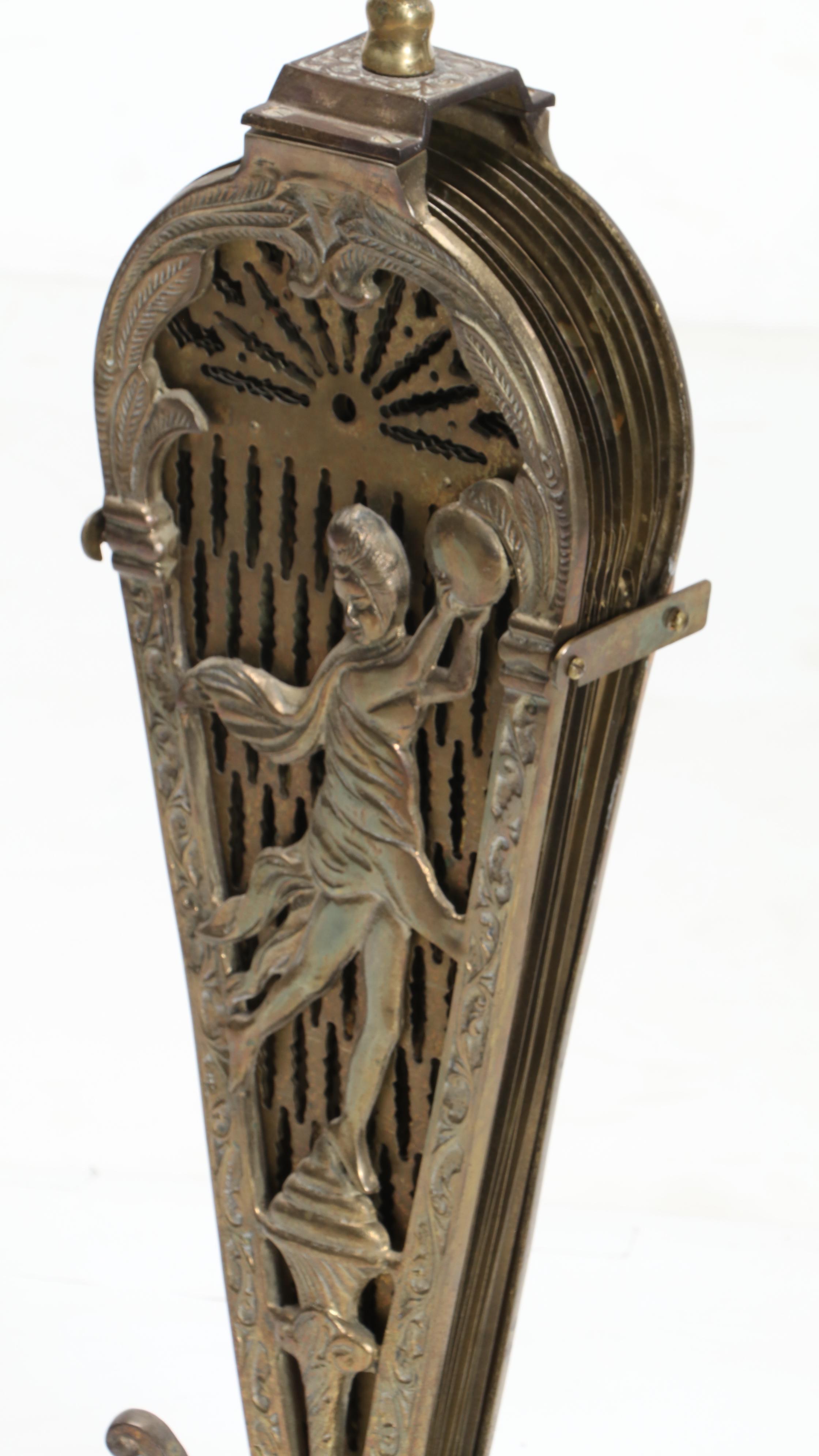 Rococo Style Brass Fan Shaped Fire Screen, Mid20th Century EBTH
