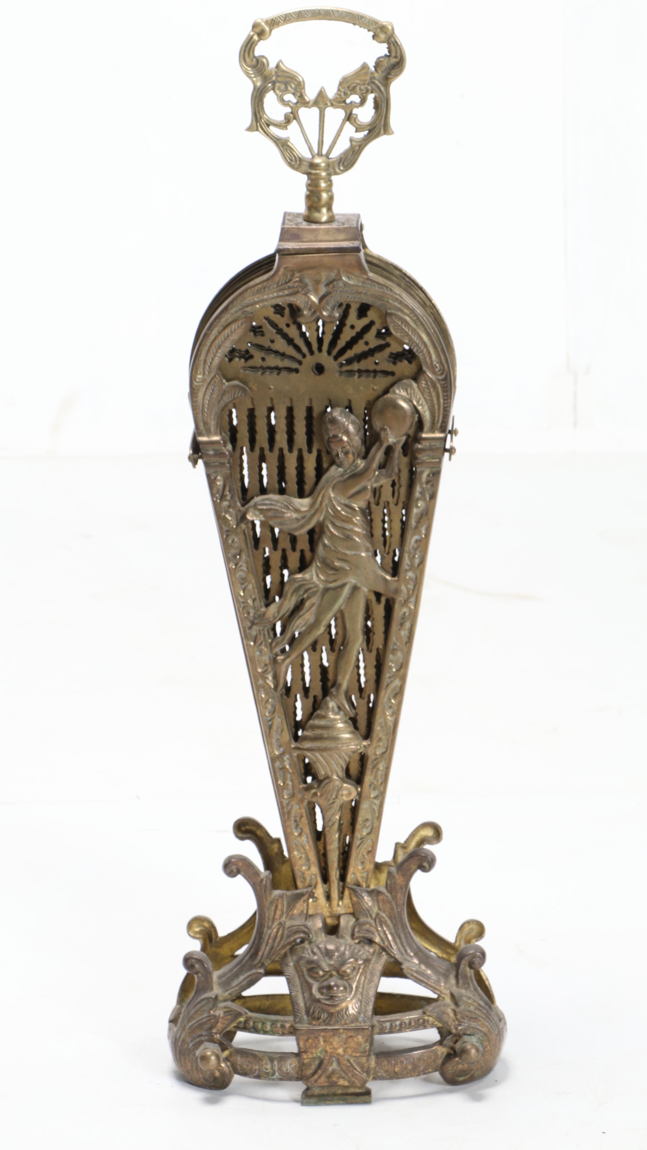Rococo Style Brass Fan Shaped Fire Screen, Mid20th Century EBTH