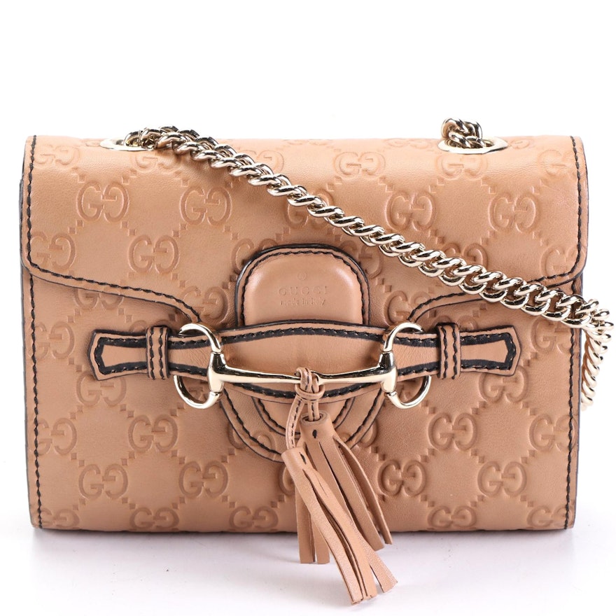 Gucci Emily Crossbody Front Flap Bag in Guccissima Leather