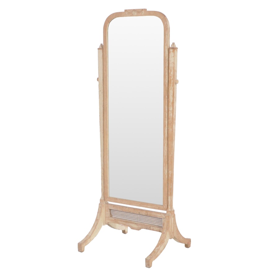 French Provincial Style Pine Cheval Mirror, Mid to Late 20th Century