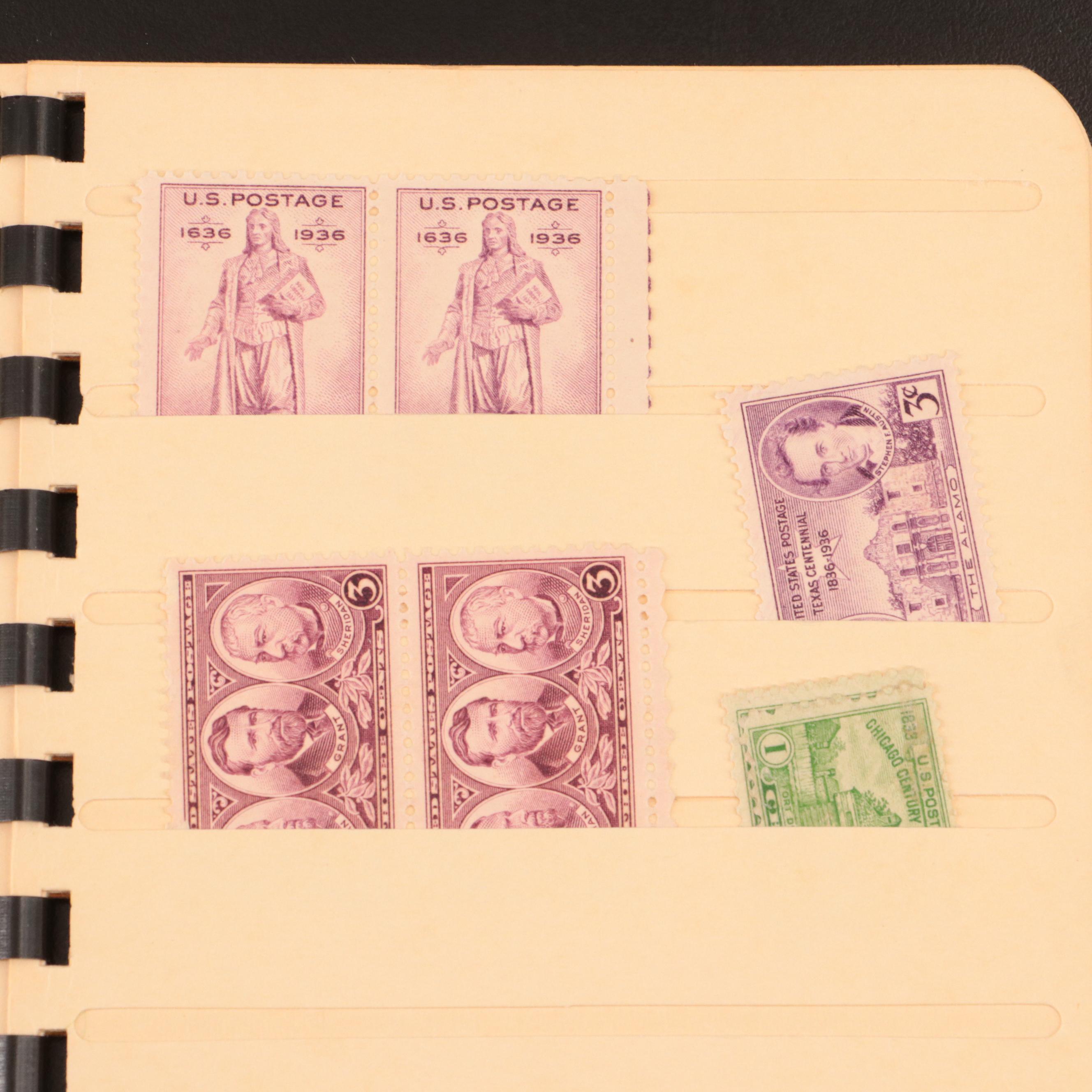 Three Partially Filled Postage Stamp Collection Albums and a Stamp