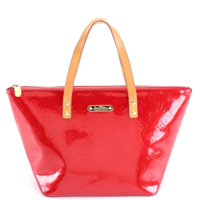 Louis Vuitton Bellevue PM Bag in Red Monogram Vernis and Vachetta Leather