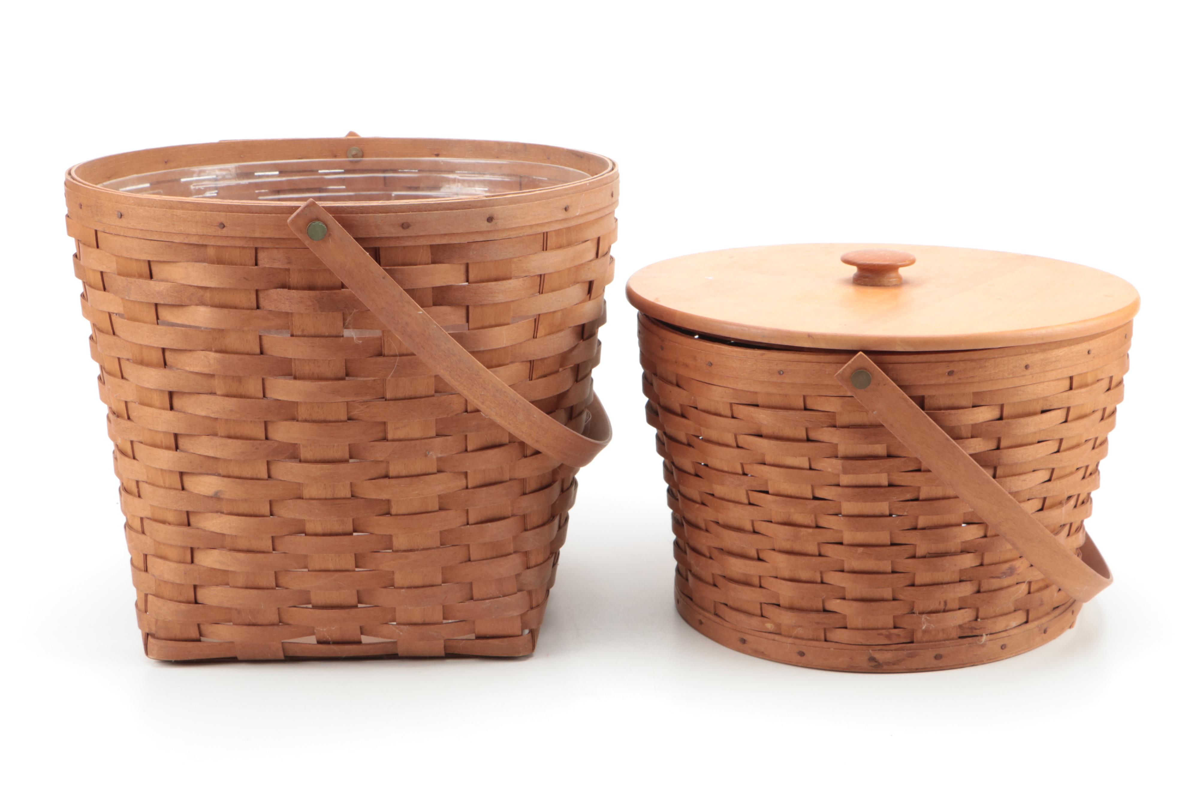 Longaberger Lidded Sewing Basket and Other Basket EBTH