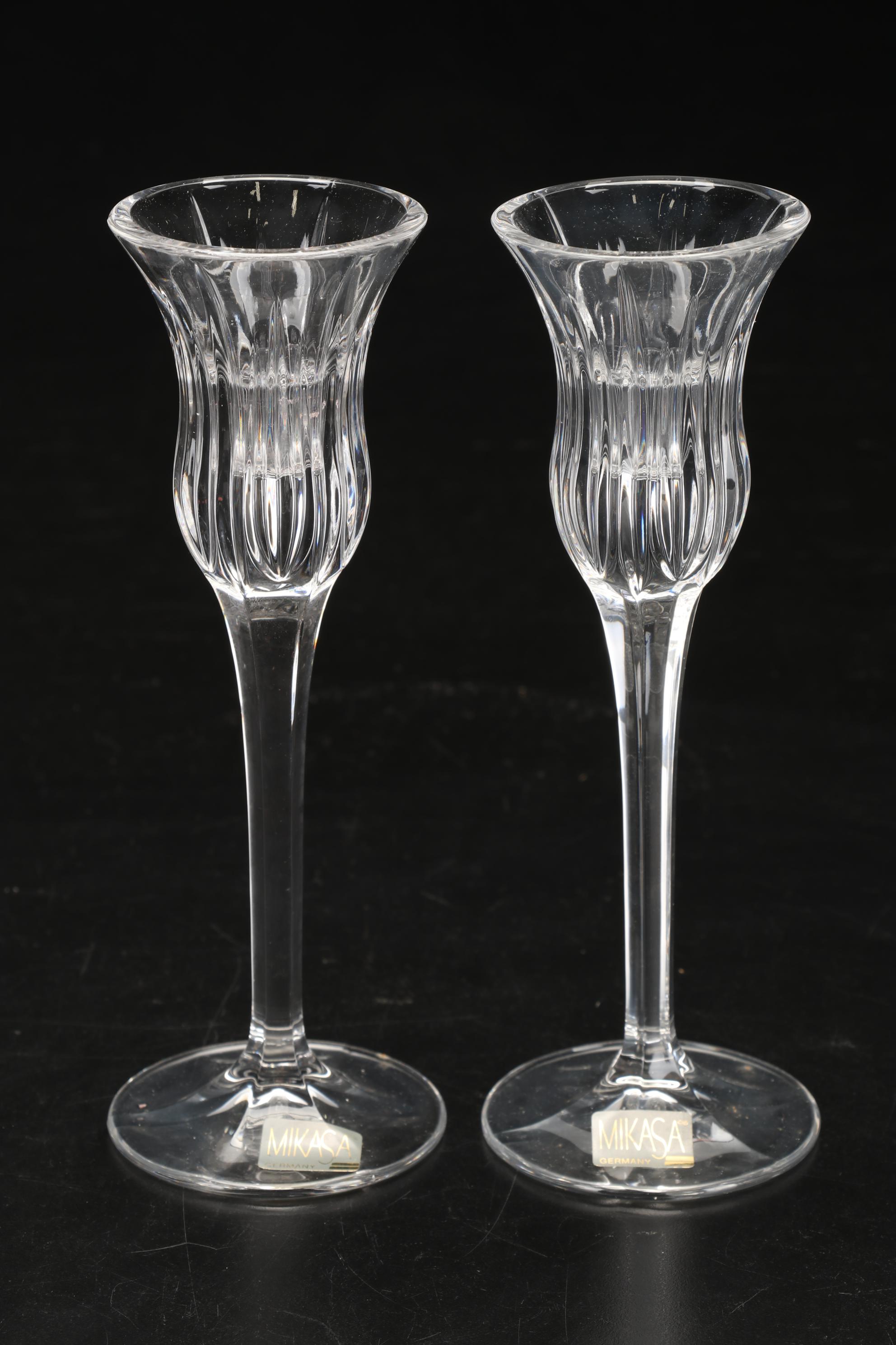 Waterford Crystal "Lismore" Hurricane Candle Holder, Kosta Boda Votive