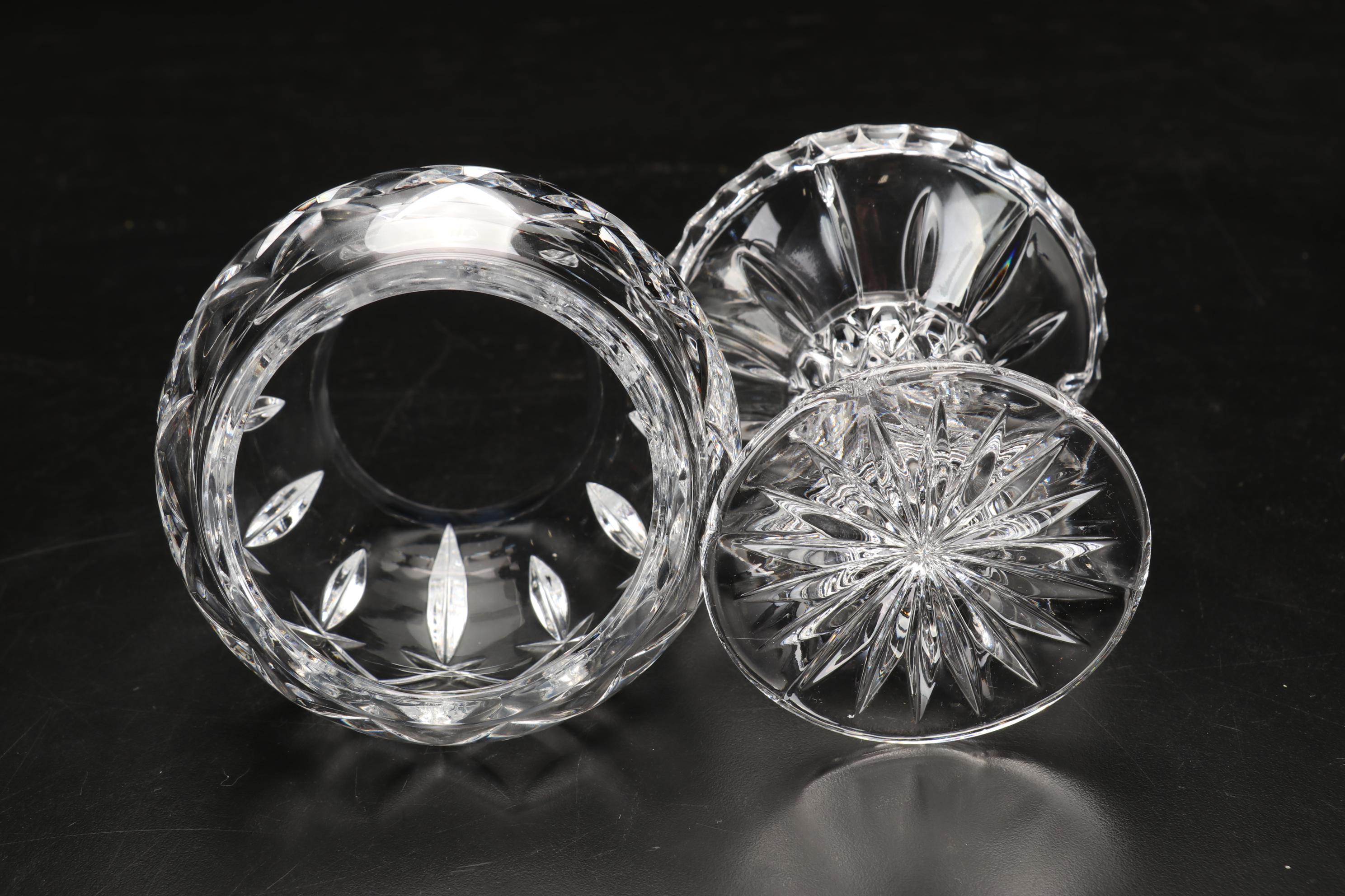 Waterford Crystal "Lismore" Hurricane Candle Holder, Kosta Boda Votive