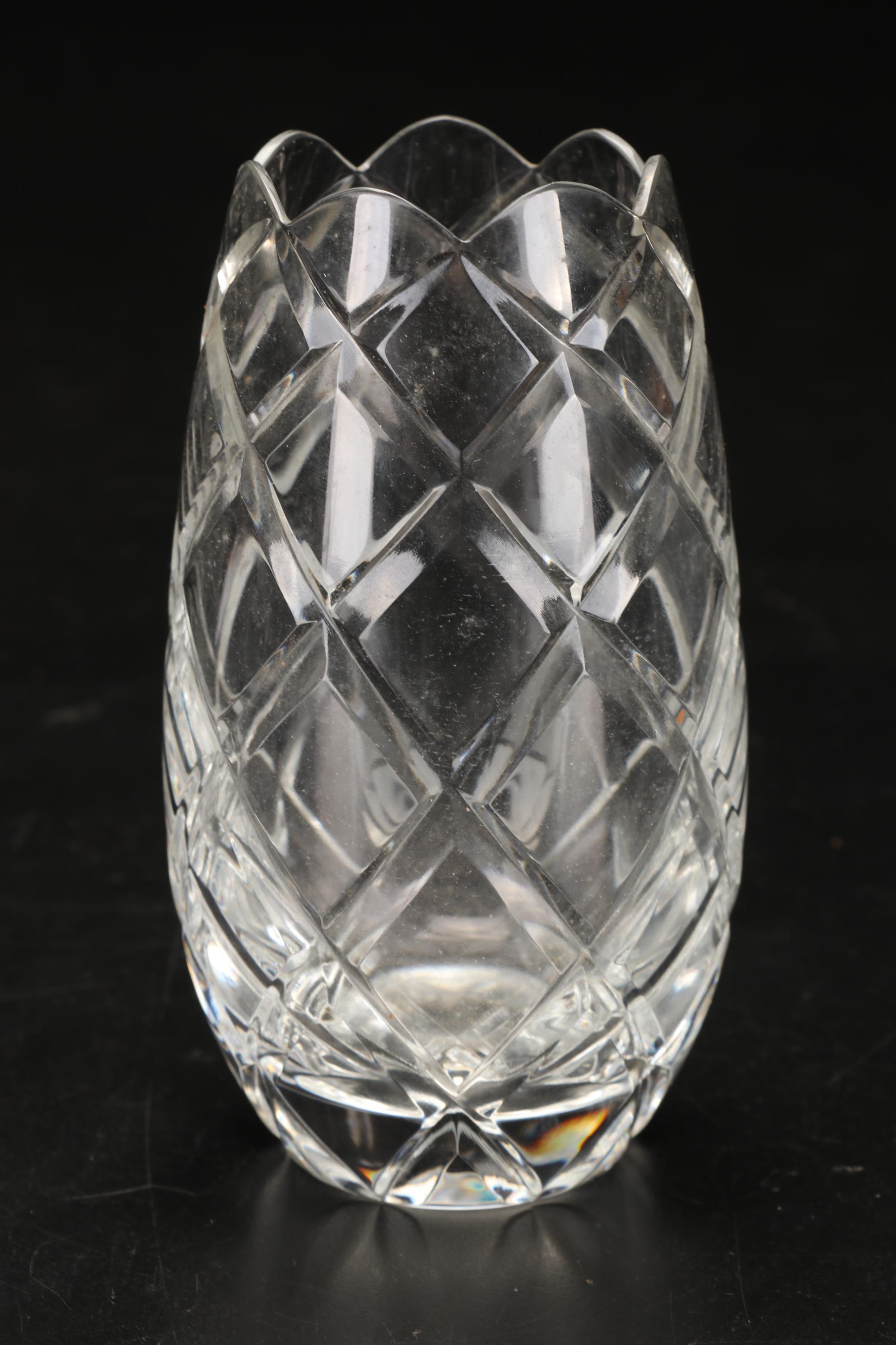 Waterford Crystal "Lismore" Hurricane Candle Holder, Kosta Boda Votive