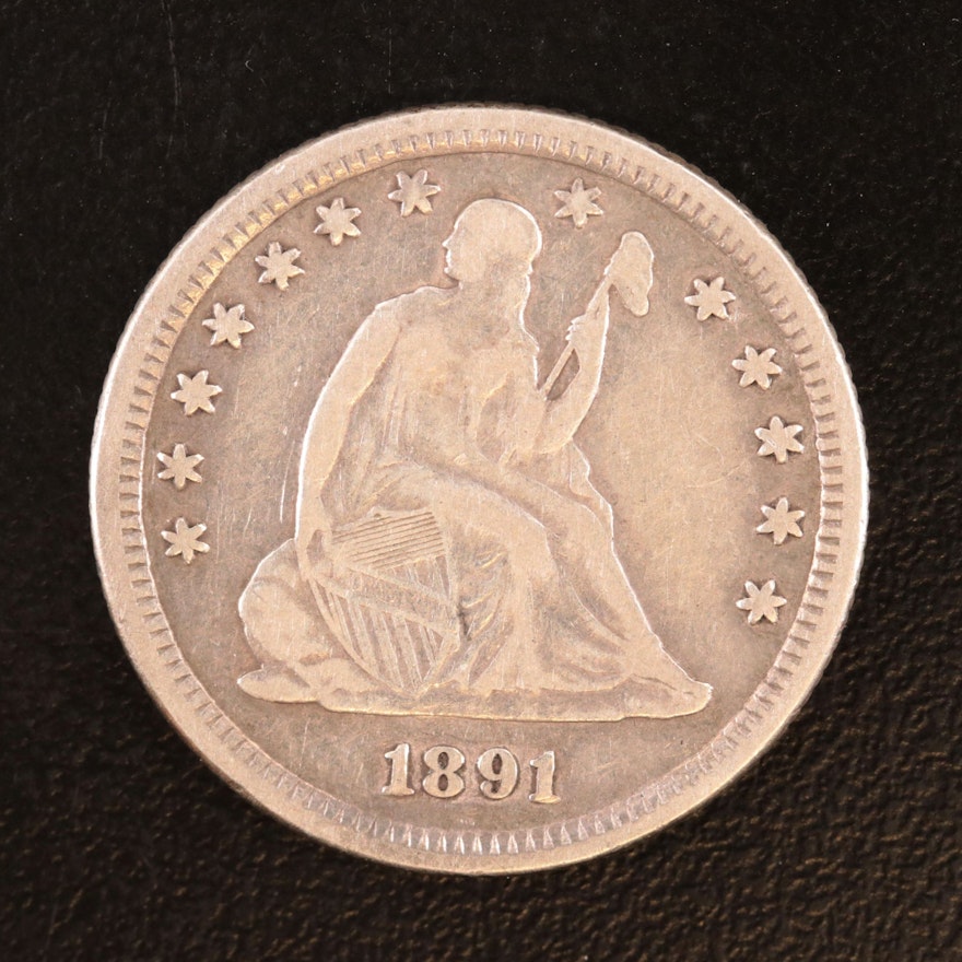 1891 Liberty Seated Silver Quarter