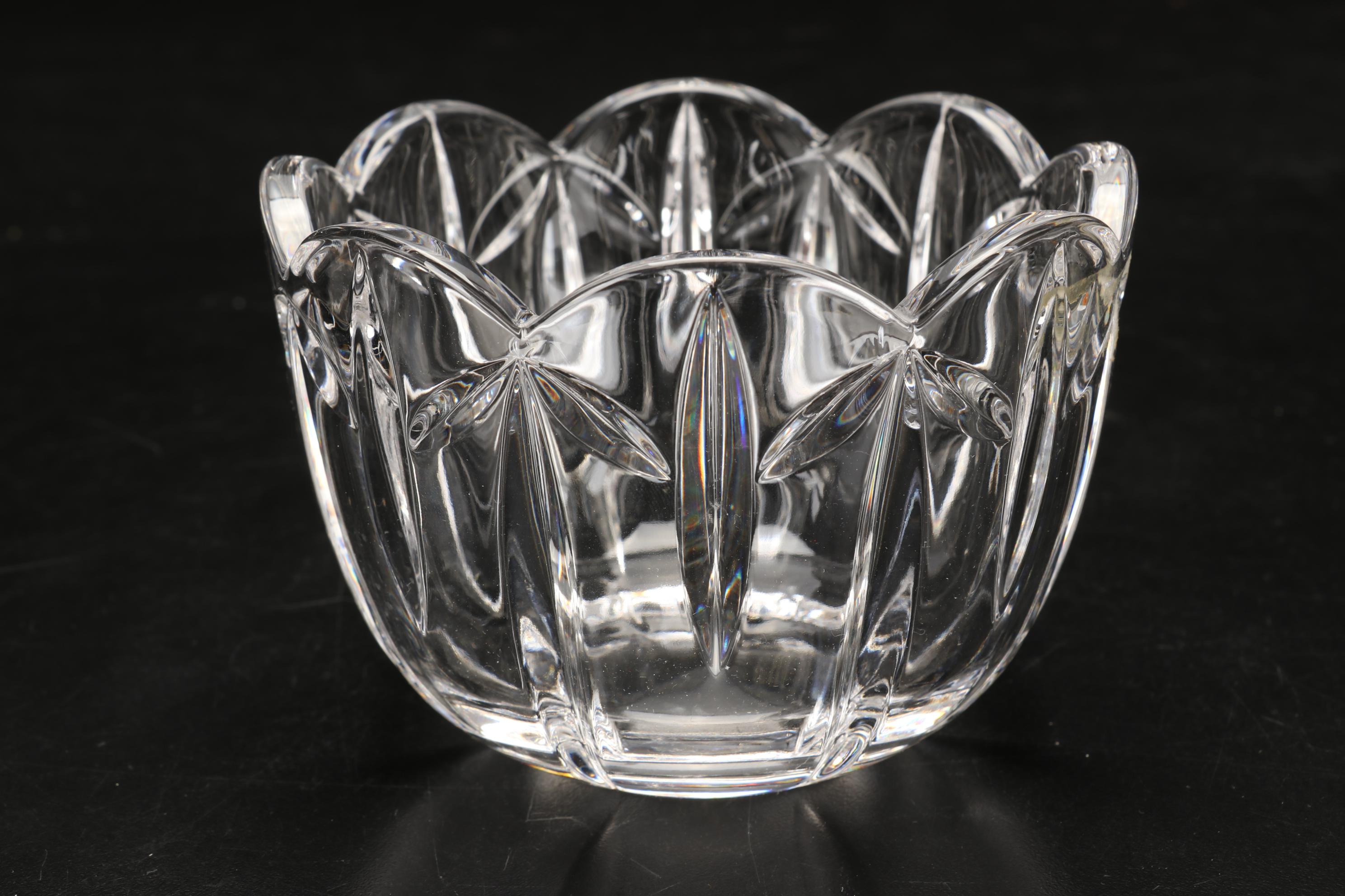 Waterford Crystal "Lismore" Hurricane Candle Holder, Kosta Boda Votive