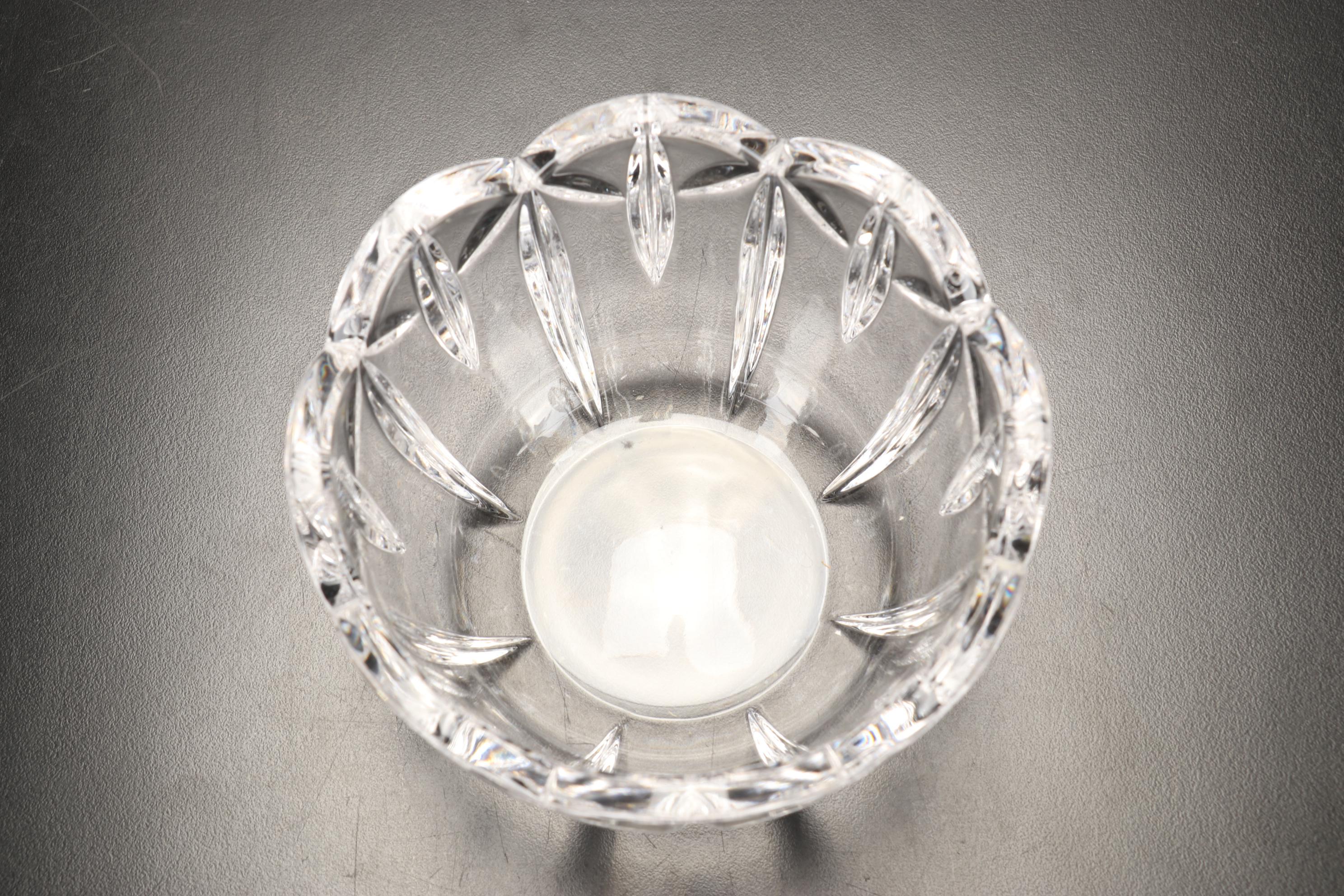 Waterford Crystal "Lismore" Hurricane Candle Holder, Kosta Boda Votive