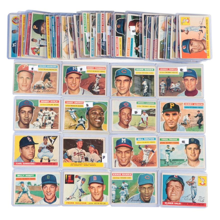 1955 and 1956 Topps Baseball Cards Including Ernie Banks, Bobby Shantz and More