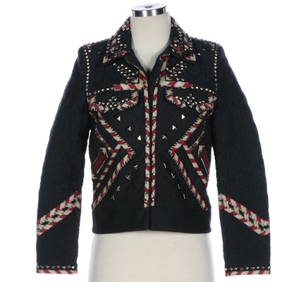 Isabel Marant Stud Embellished Quilted Denim Jacket