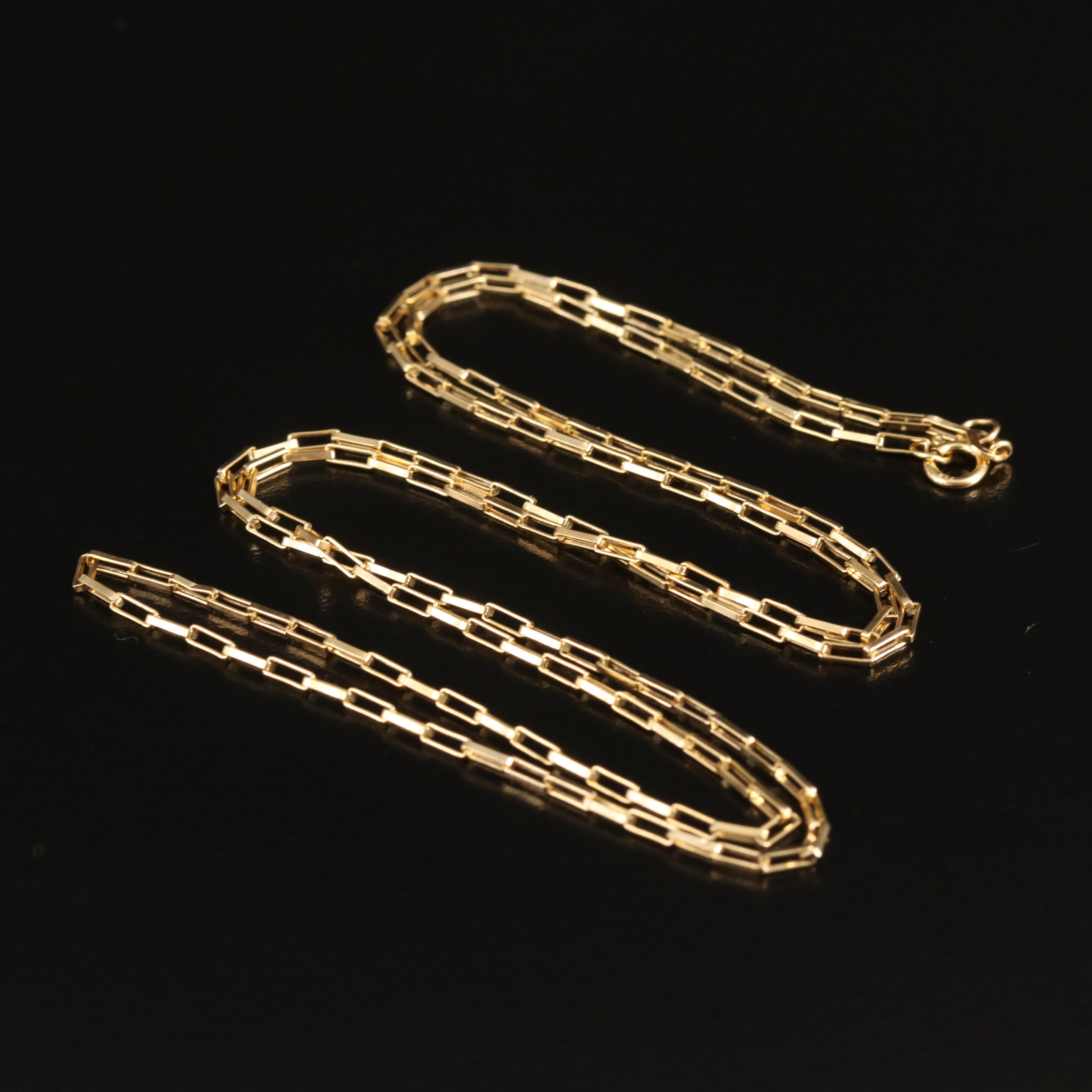 14K Paper Clip Link Necklace EBTH