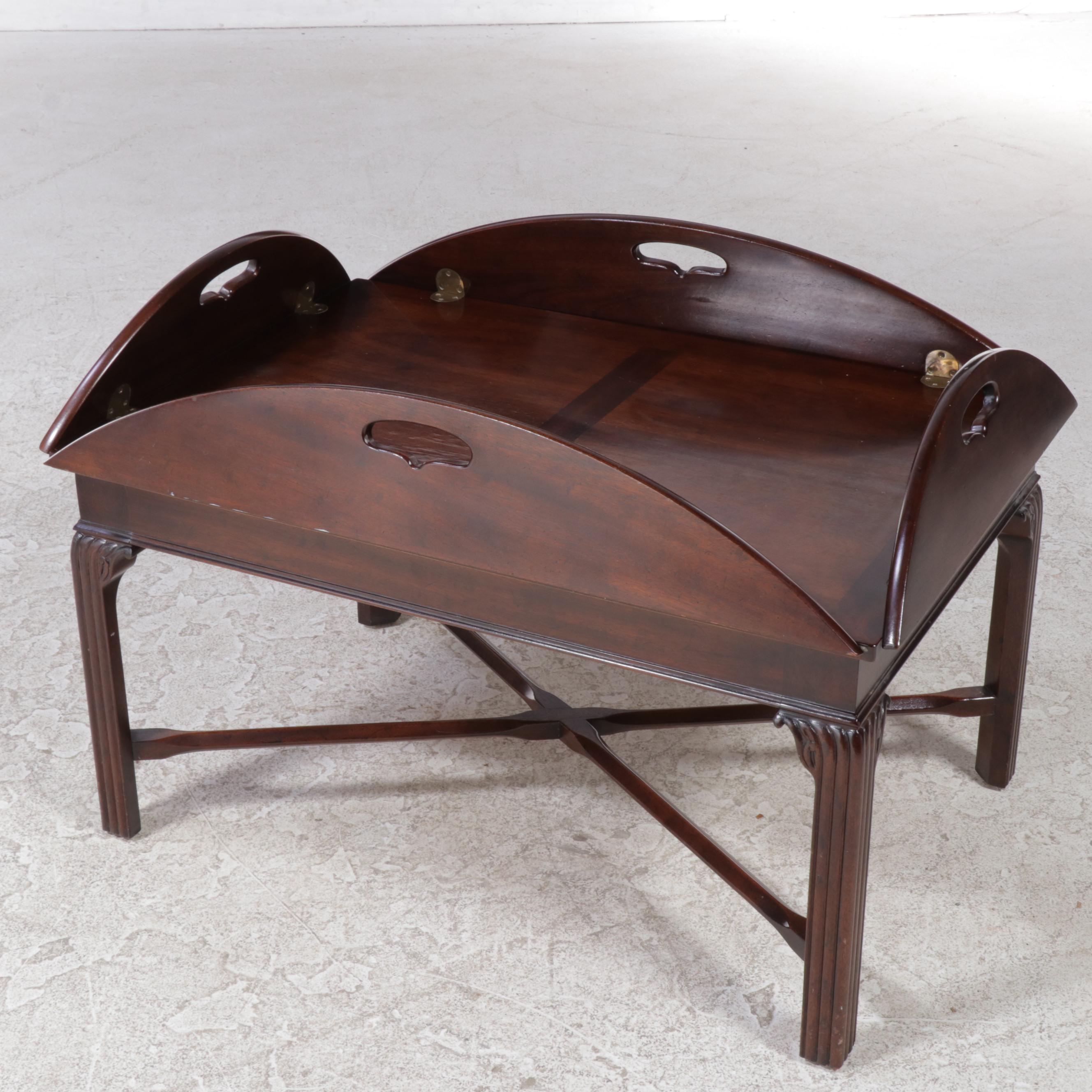 Henredon III Style Mahogany Butler's Tray Coffee Table, Late