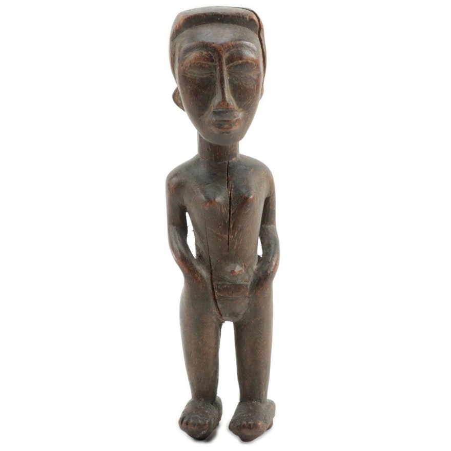 Baule-Inspired African Carved Wood Figure, West Africa