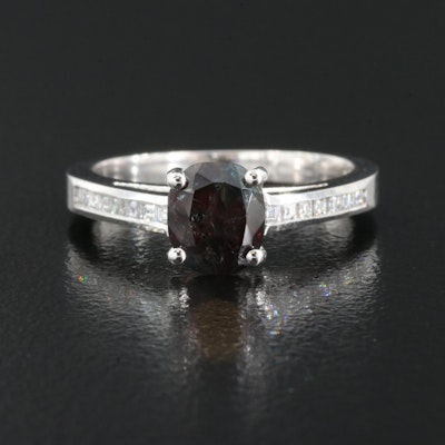 Jeff Cooper 18K 1.03 CT Alexandrite and Diamond Ring with GIA Report