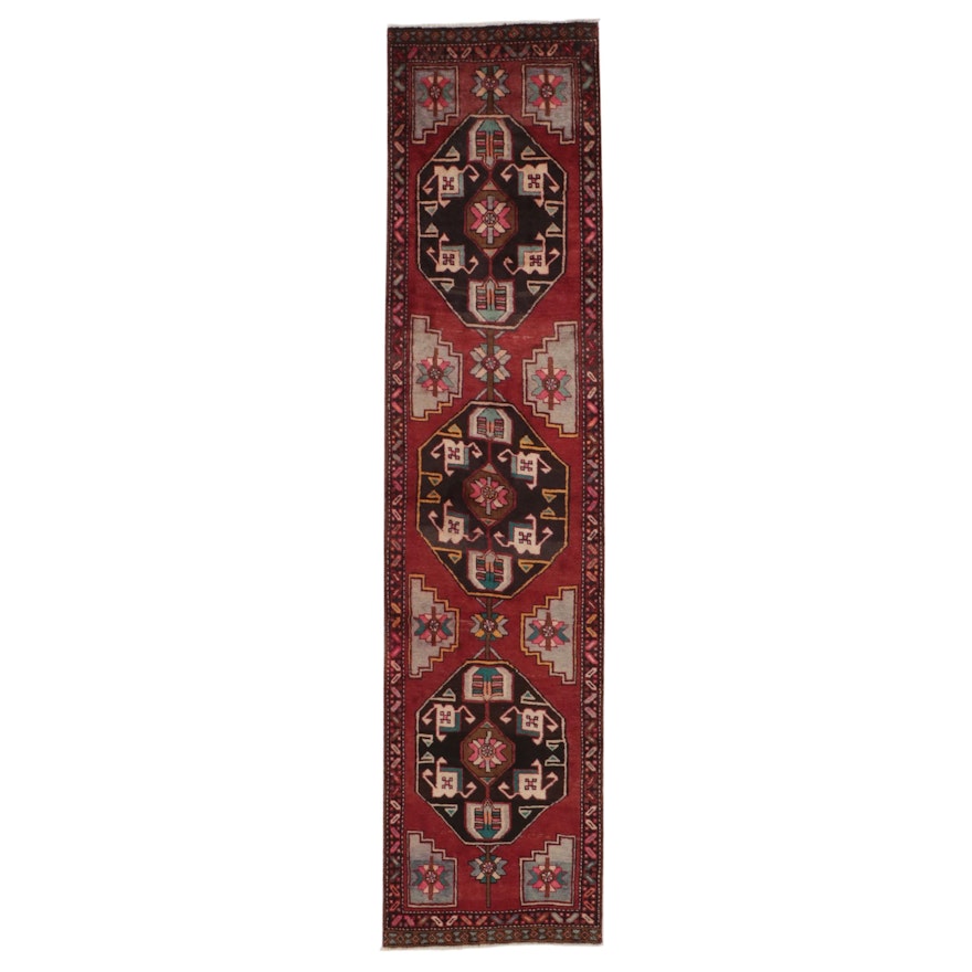 3'2 x 15'4 Hand-Knotted Persian Qashqai Carpet Runner