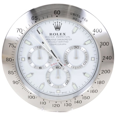 Rolex "Daytona" Chrome Dealer Display Wall Clock