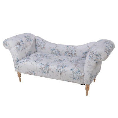 Floral-Upholstered Bed Bench Sofa
