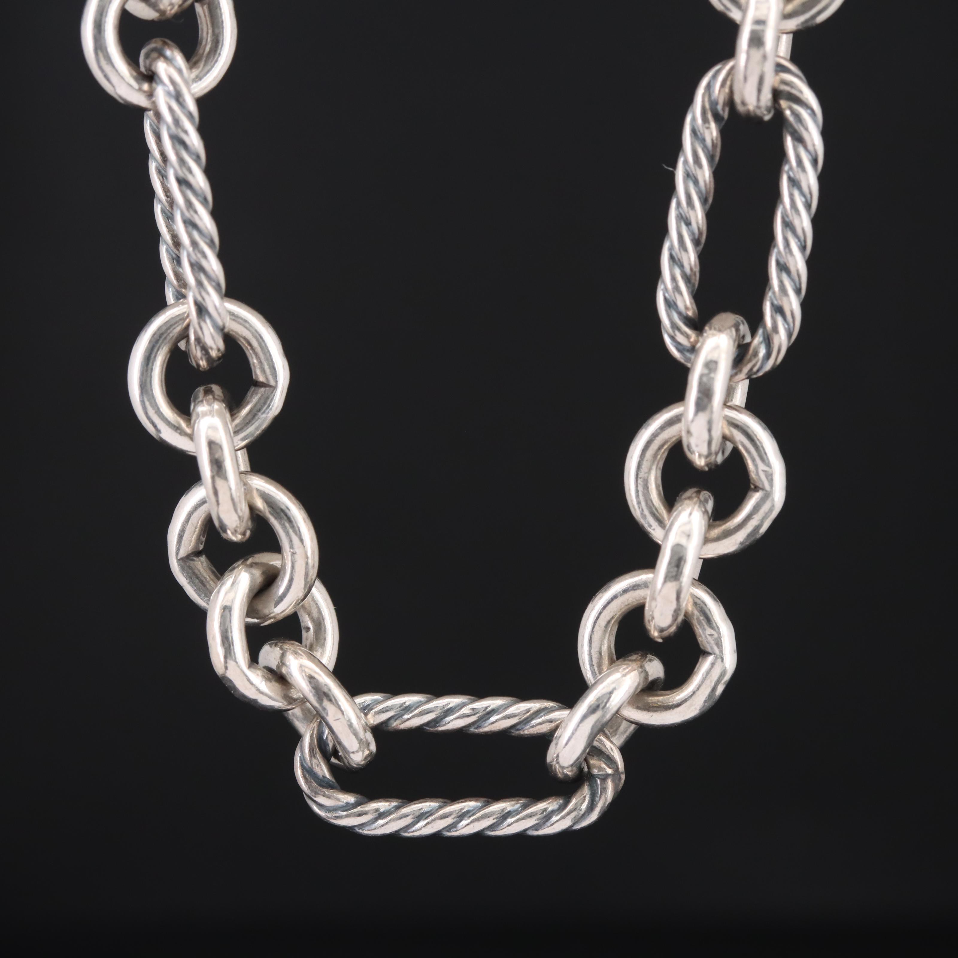 David Yurman Sterling Figaro Chain Necklace with 18K Accent EBTH