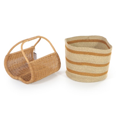Threshold With Studio McGee Woven Magazine Holder and Striped Basket