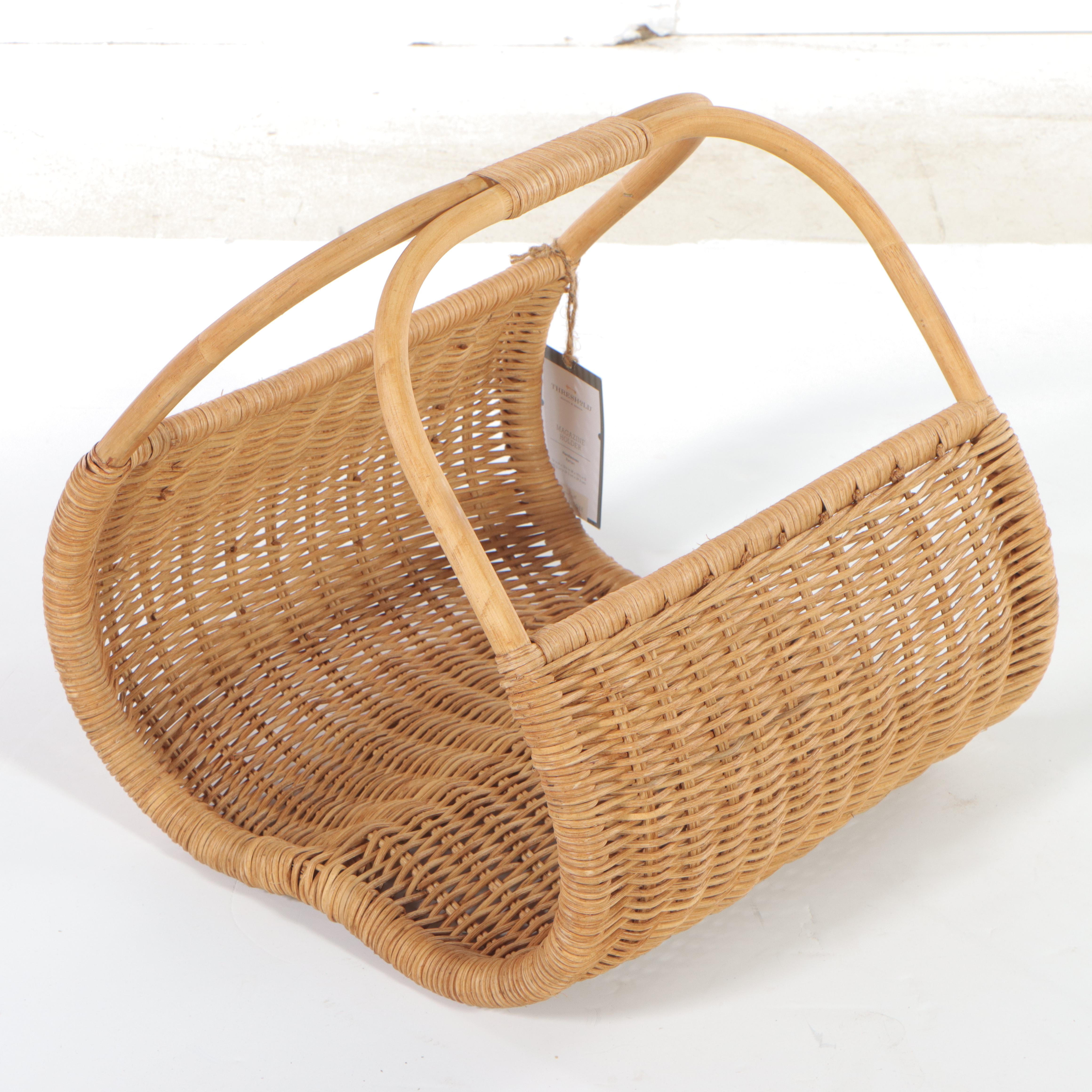 Threshold With Studio McGee Woven Magazine Holder and Striped Basket | EBTH