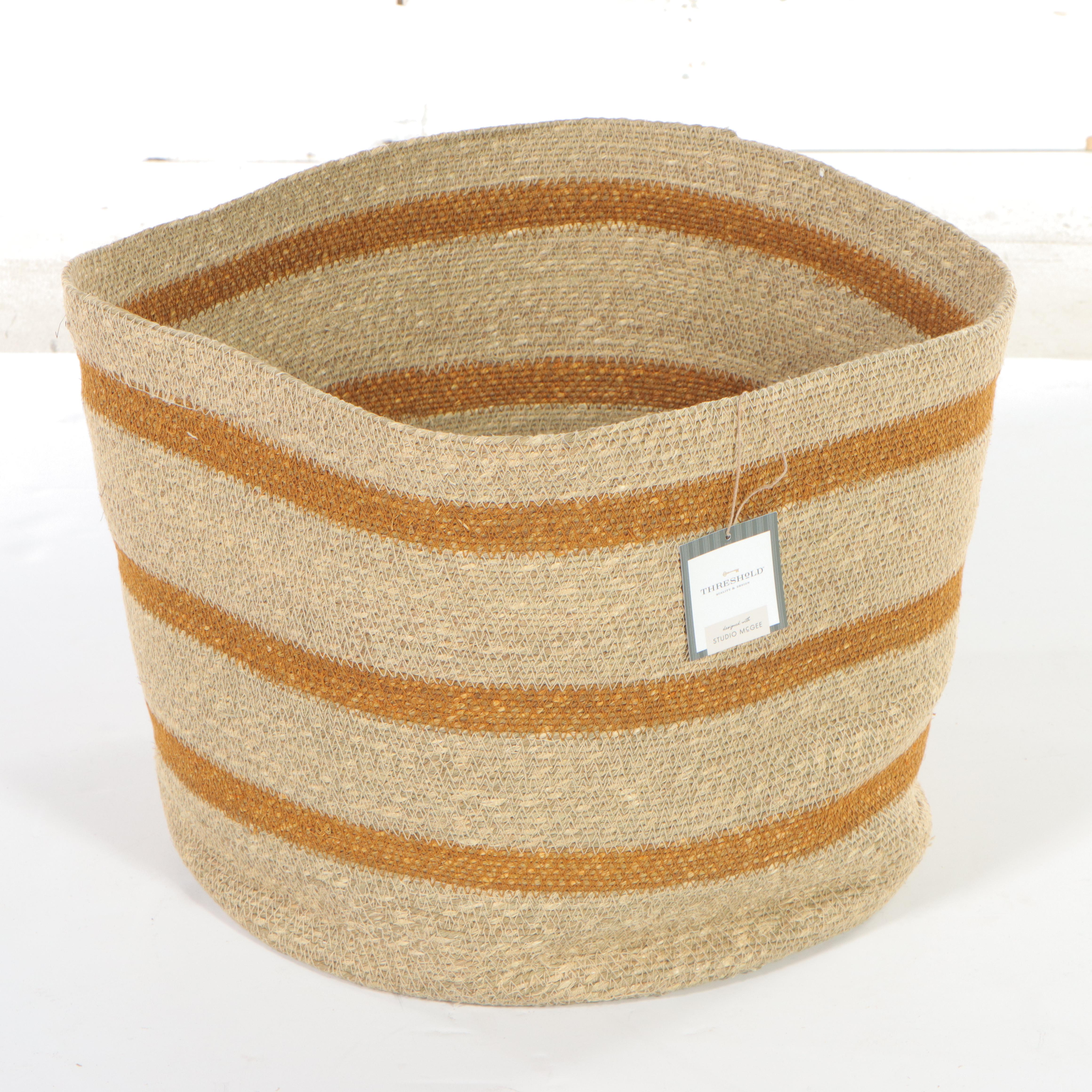 Threshold With Studio McGee Woven Magazine Holder and Striped Basket EBTH