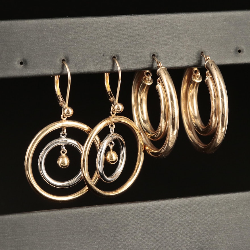 14K Concentric Circles Earrings