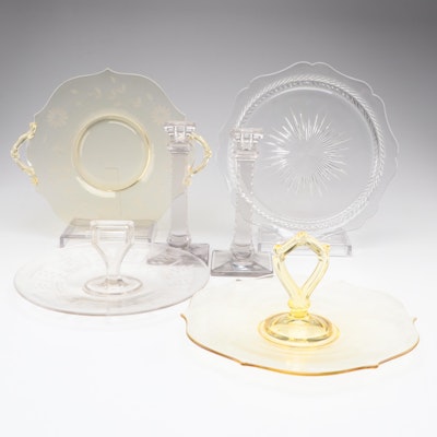 Lancaster "Jubilee" Tray with Other Yellow and Clear Depression Glass Tableware