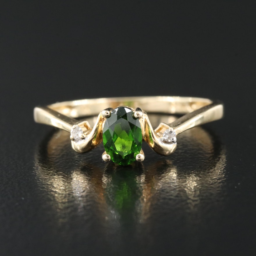 10K Diopside and Diamond Ring