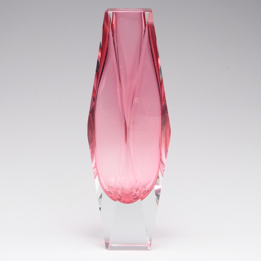Mandruzzato Murano Glass Vase, Mid to Late 20th Century