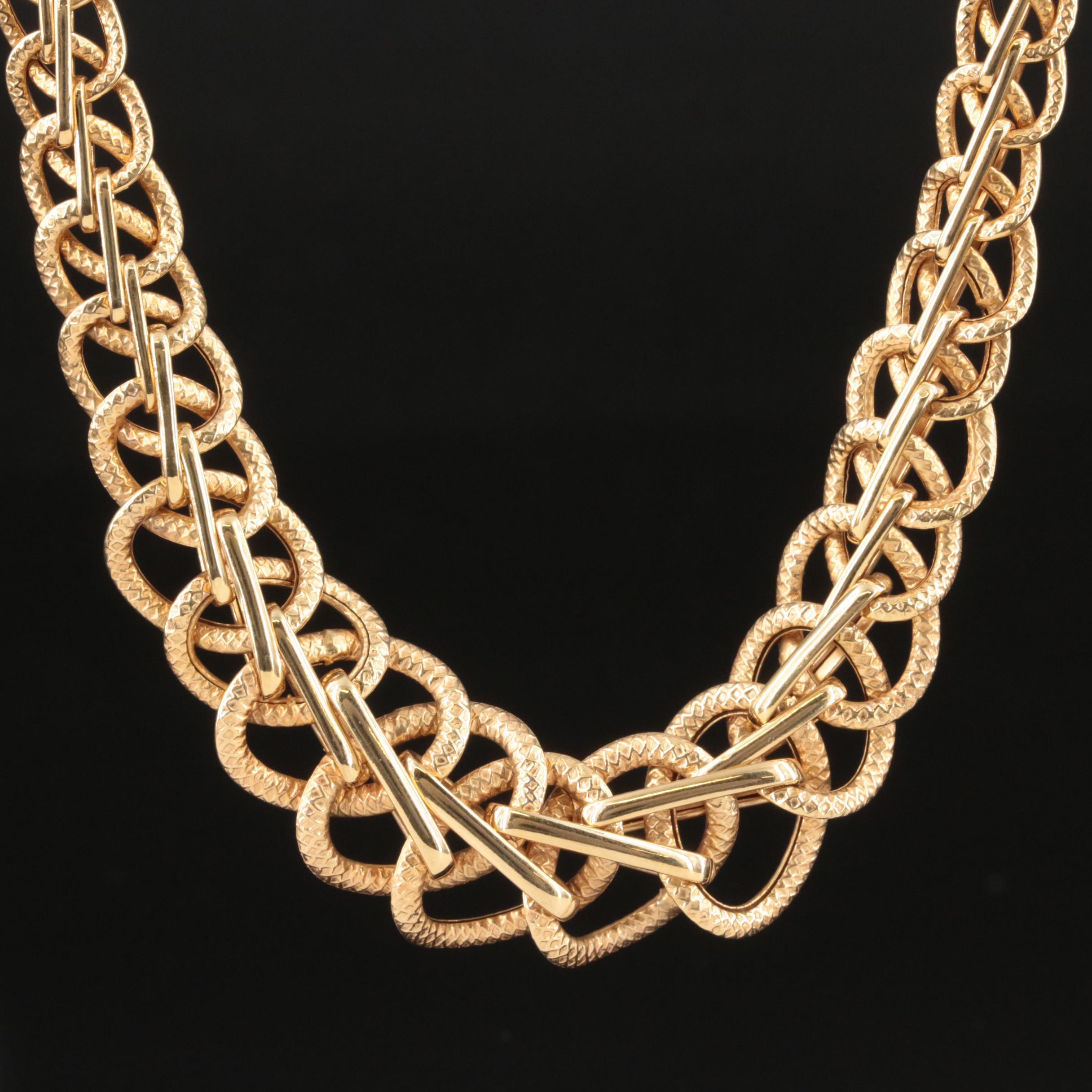 Italian 14K Graduated Fancy Link Necklace EBTH