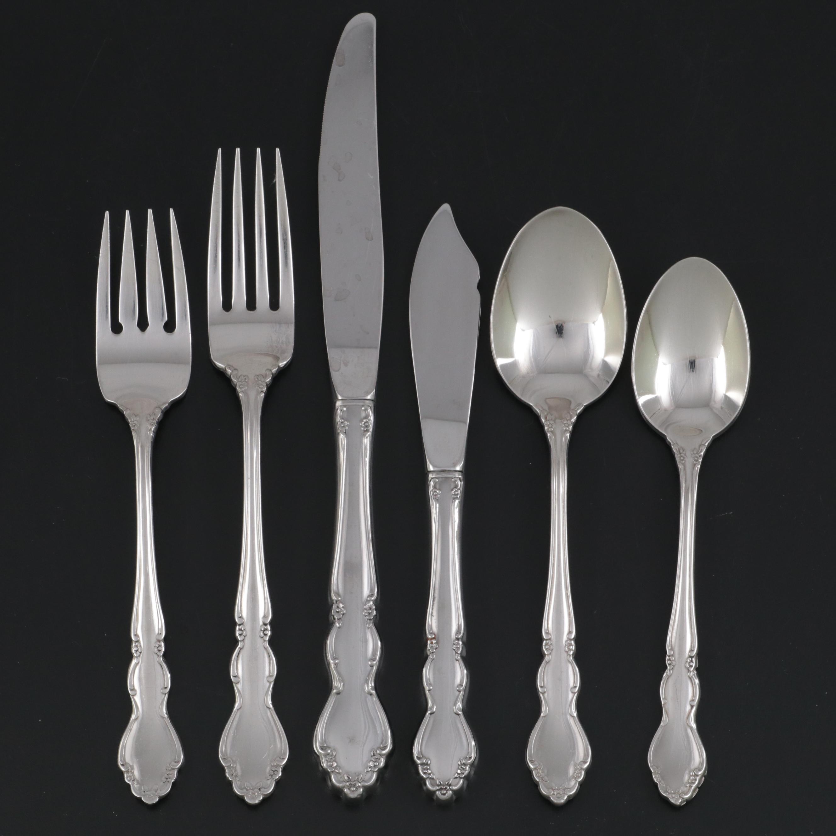 Oneida "Dover" Stainless Steel Flatware in Wooden Case, Mid to Late