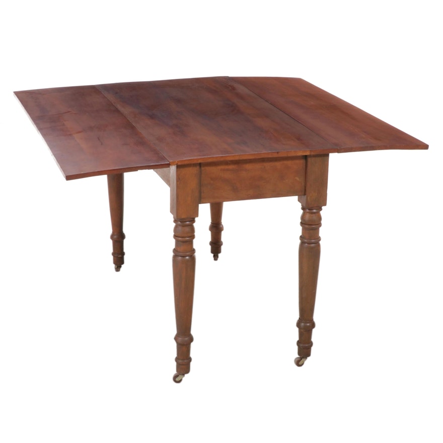 American Primitive Cherrywood and Oak Drop-Leaf Table, 19th Century