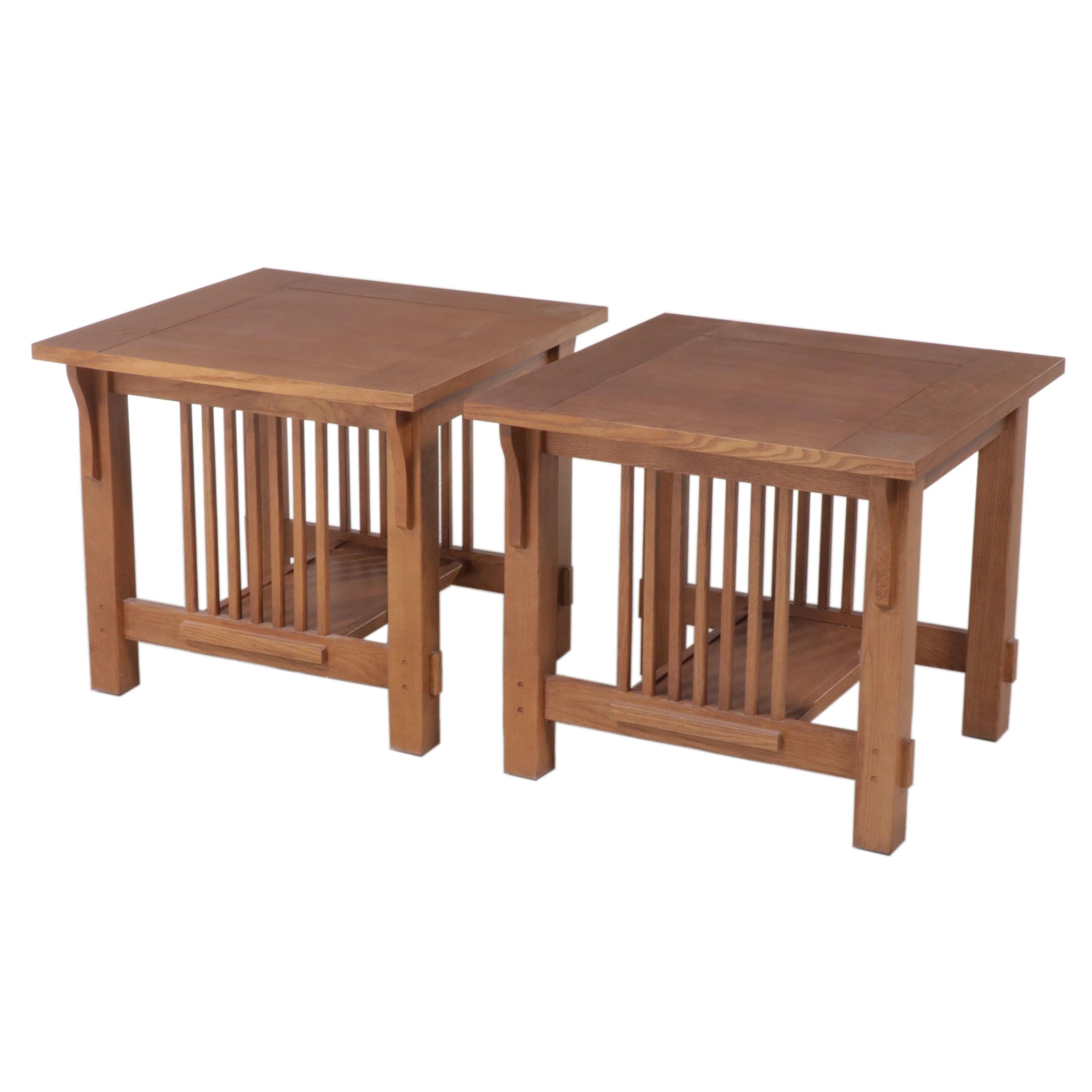 Pair of Arts and Crafts Style Oak Side Tables EBTH