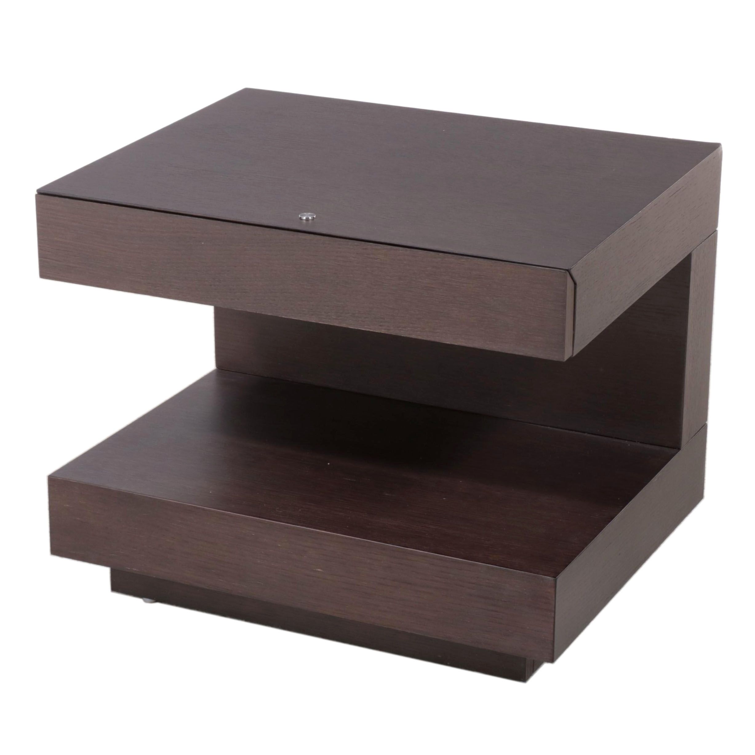 Contemporary Lighted EspressoFinish End Table EBTH