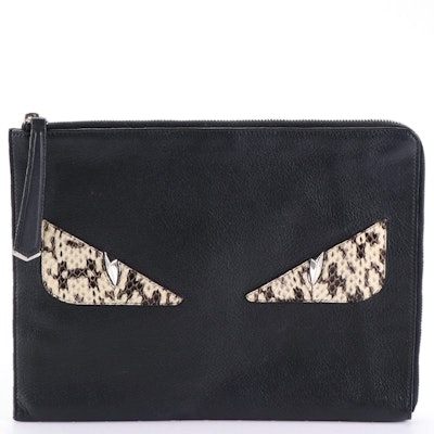 Fendi Monster Pouch Medium in Leather with Python