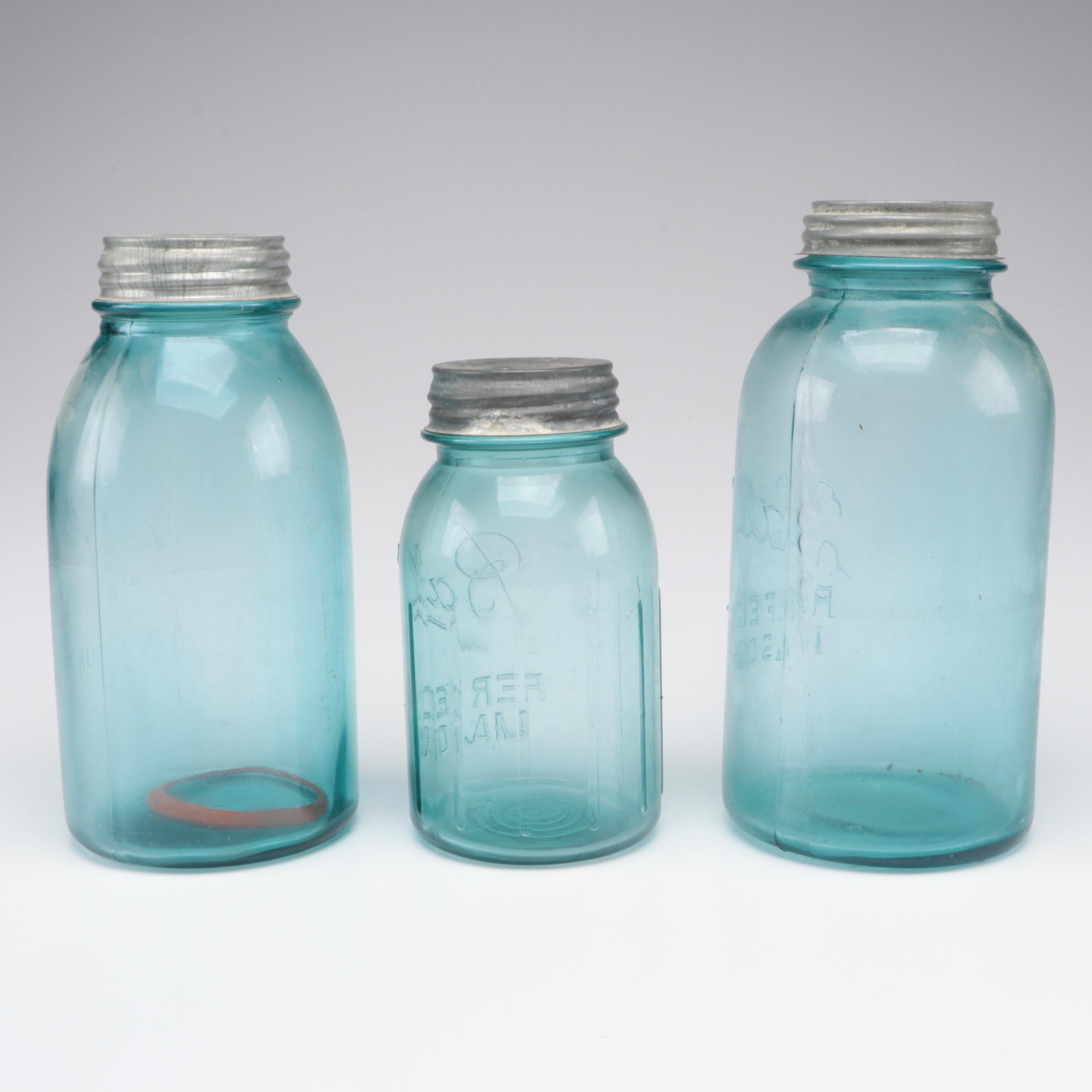 Ball Blue Glass Canning Jars, 20th Century EBTH