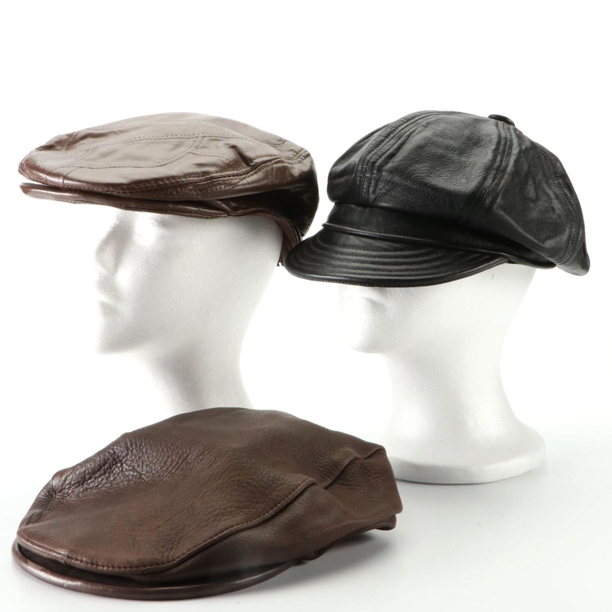 Orvis, Scala Collection, and Other Leather Newsboy Caps
