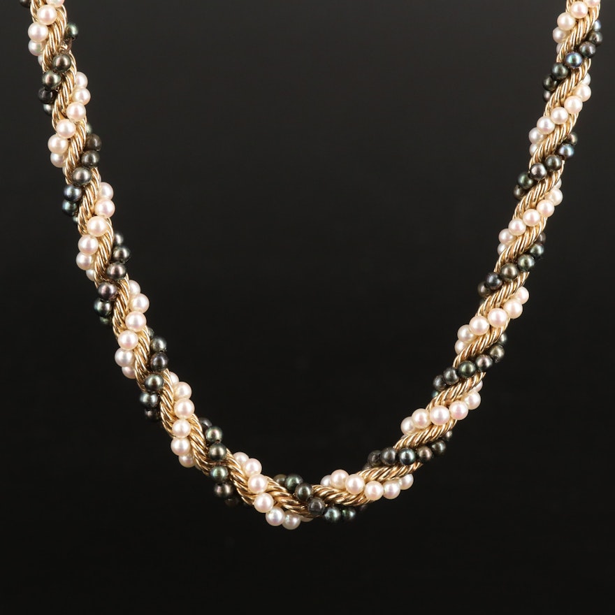 14K Seed Pearl Rope Chain Necklace